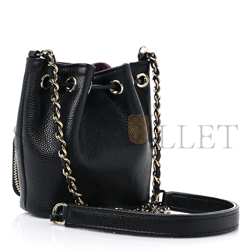 Ch*el caviar quilted mini cc pocket bucket bag black ap2913 (11*10*4cm)